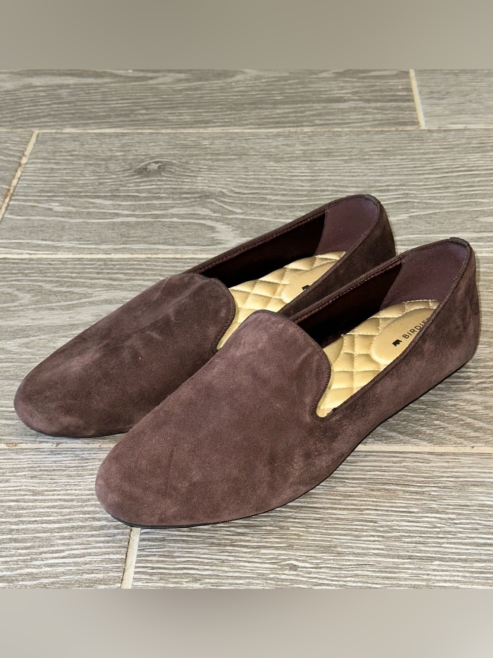 Birdies The Starling Women’s 9.5 Brown Suede Loafers Slip-On Smoking Slippers